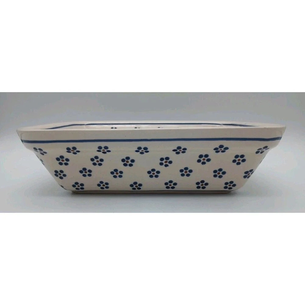 Polish Pottery Blue Flowers Casserole Baking Dish 8x10 Ceramika Z.Boleslawca